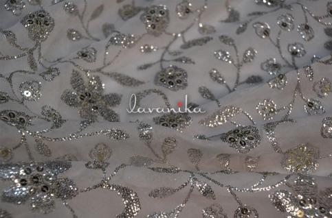 Sequin Work Embroidery on Dyeable Georgette Fabric Dno336402RFD